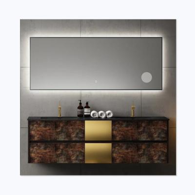 China Modern Luxury Waterproof Combo Rock Slab Basin Bathroom Vanity And Sink Bathroom Cabinet for sale