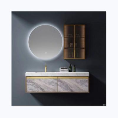 China Modern Design Bathroom Vanity Slab Waterproof High End Bathroom Cabinet With Basin for sale