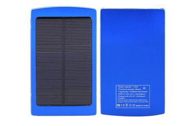 China Mobiele Zonnelader, Dubbele Haven 5V 1A en 5V 2.1A, Capaciteit 10000mAh Te koop