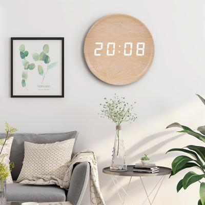 China 2021 Newest Multifunctional Radio Round Led Digital Display MDF Wall Clock Sublimation Wooden Wall Clock for sale