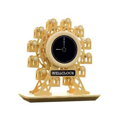 China Creative Funny Clock Ferris Design Digital Wooden Pointer Calendars Promotion Wheel for sale