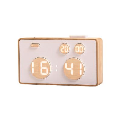 China Hot Selling Calendars Designer Digital Solid Wooden Alarm Clock for Bedroom or Office for sale