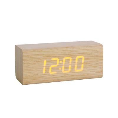 China Digital Alarm Clock Table Desktop Calendars or 24 Hours Led External Power Supply 12 WC-1315 Wooden Wholesale Sound Temperature Display-Control for sale