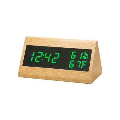 China LUMINOVA China Manufacture Digital Electric Led Bamboo Wooden Led Alarm Clock With Week With Three Alarms Setting for sale