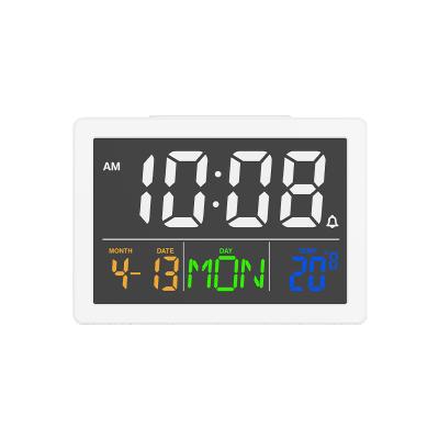 China Hot Sale Calendars LED Display Wireless Weather Station With Temperature Big Calendar Digital Alarm Table Clock for sale