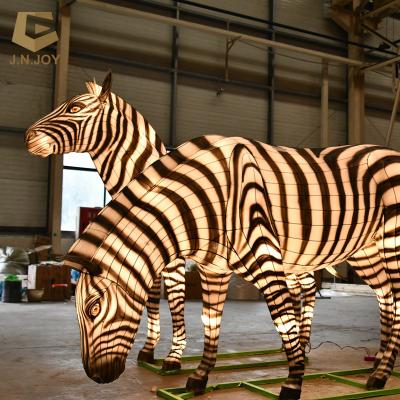 China Amusement Park Lantern, Flamingo Modern Most Popular Life Size Zebra Decorative Lanterns for sale