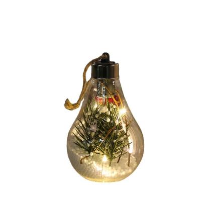 China Fashionable Christmas Ornaments 7*11CM Hanging Transparent Plastic Bauble LED Christmas Lights 2022 Bulb for sale