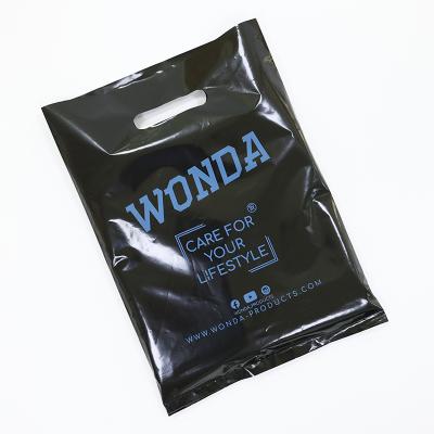 China Cheap Price Recyclable Die Cut To Handle Printed LOGO PE Plastic Packaging Bag For Shopping Clothes for sale