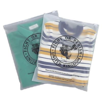 China Recyclable Custom Transparent Plastic Bag Zipper Lock Logo Slider Frosted Clothing Bags for sale