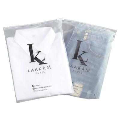 China Recyclable Custom Frosted Zipper Bags EVA Plastic Zip Lock Clothing Packaging Bags for sale