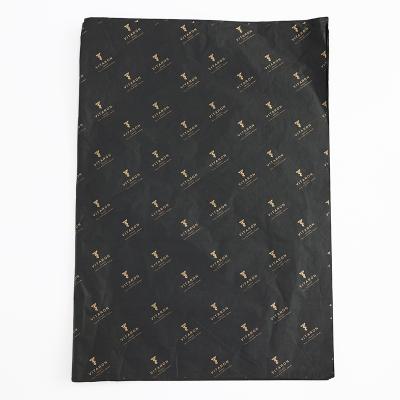 China Raid Production 17gsm Black Biodegradable Tissue Paper With Logo Gold Printing Customized Gift Wrapping Paper for sale