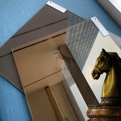 China Modern Lightweight 6mm Bronze Reflective Glass Prices Blue Tinted Float Glass For Window for sale