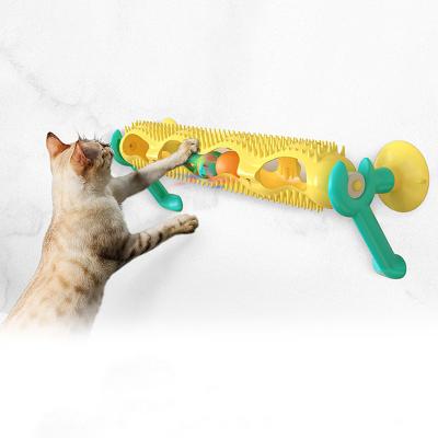 China Cat Playing Rub Fur Viable Pet Play Toy Cat Toy Yellow Track Puzzle Interactive for sale