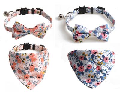 China 2/Set Pet Cat Bowknot Collars DETACHED Collars with Bells and Triangle Cat Collar Scarf for sale