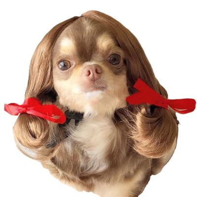 China High Viable Temperature Dog Wig Pet Headwear Hair Cosplay Wig for sale