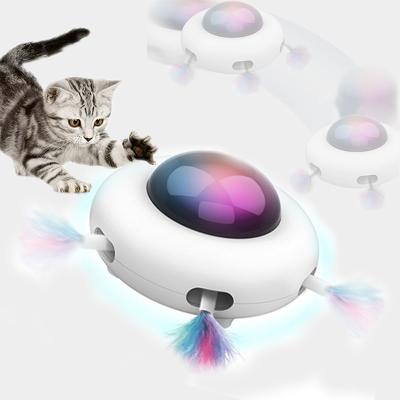 China New Viable Feather Enigma Cat Toys Electric Crazy Toys Automatic Steering Led Cat Pet Intelligent Toy For Kittens for sale