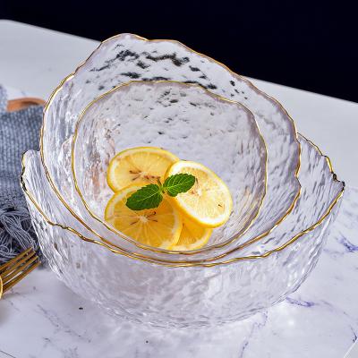 China Japanese style luxury creative large thickening fruit Phnom Penh household dessert stocked glass bowl for sale