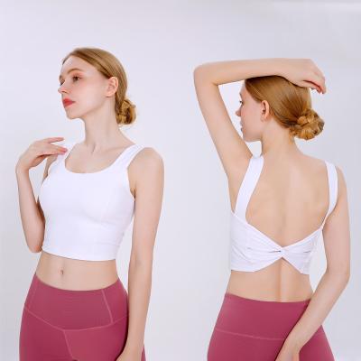 China 2021New style yoga exercise Korean women QUICK-DRY beautiful back wrapped trunk quick-drying shockproof Pilates sling elasticbra top for sale