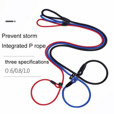 China Colorful Stocked Dog Leash All Weather Strap Halter Rope Traction Dog Leash Double Chain Pull Heavy Duty Nylon Dog Leash for sale