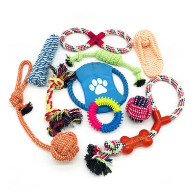 China Sustainable Dental Knot Cotton Rope Clean Bite Tooth Resistant Pet Toy Set Dog Chew Toy for sale