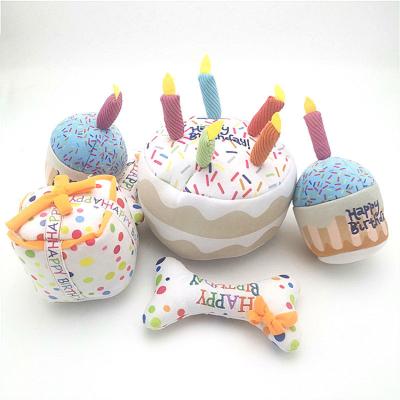 China Small Cake Plush Toy Stuffed Animal Bite Resistant Healthy Pet Fun Toy Stuffed Animal Birthday Dog Toy Pet Supplies for sale