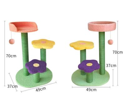 China Hot Selling Viable Cat Tree With Platform Scratching Flower Posts Cat Climbing Frame In Stock for sale