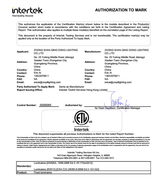 ETL - Shenzhen Ciaok Electronices Co., Ltd.