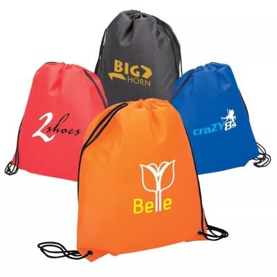 China Cheap Promotional Custom Canvas Gym Bag Drawstring Backpack Foldable Nonwoven Polyester String Bag DAY BACKPACK Gym Bags for sale