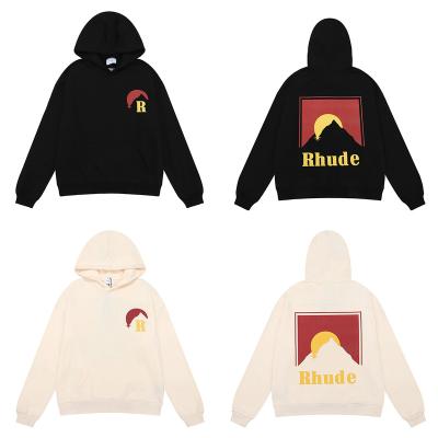 China RHUDE breathable moonshine printing loose casual direct sales of men and women high weight 100 gram cotton hoodie sweater for sale