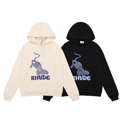 China 2022 Breathable Autumn And New Winter Niche RHUDE Gram High Leopard 100 Cotton Terry Men And Women Couples Hoodie Sweater Spots Of Printing for sale