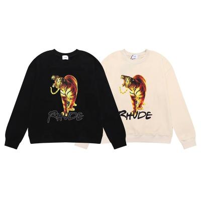 China 2022 breathable high-definition printing high-definition terry high-definition printing high-definition printing terry men and women new winter RHUDE niche tiger round neck sweater for sale