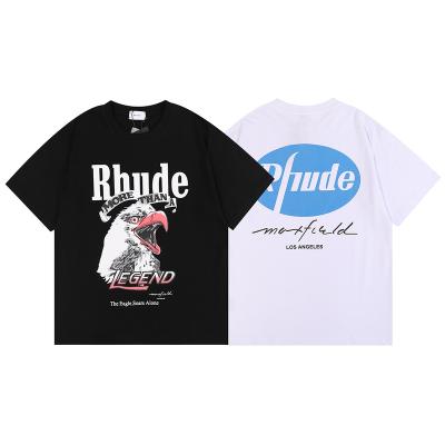 China 2022 summer new American Rhude Los Angeles high street breathable high version limited eagle print men and women short-sleeved T-shirt for sale