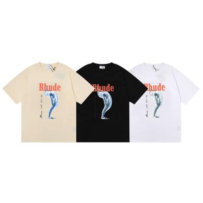 China High Street RHUDE Couples Breathable American Simple Loose Casual Short Sleeve T-shirt RHUDE Couples Basing Shirt Men And Women for sale