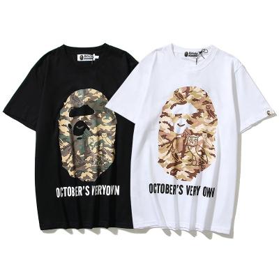 China Hot Selling Bape Wooden Owl Printing 100 Cotton Animal Men Summer New Round Neck Stain Breathable Casual Short Sleeve T-shirt for sale