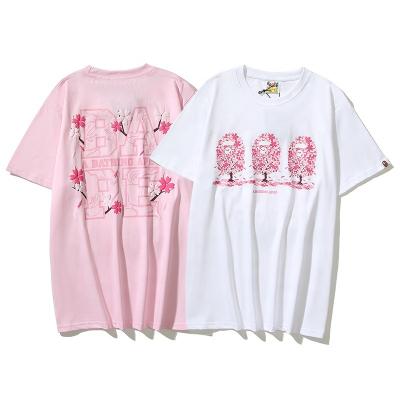 China Japanese Brand New Monkey Moss Cherry Blossom Bape Fashion Three Dimensional Printing Men Couples 100 Cotton T-shirt Breathable Stain for sale