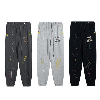 China GALLERY DEPARTMENT Breathable Do Old Letter LOGO Printing Cotton Hand Painted Splatter Couple Graffiti Ink 100 Gaiters Pants Stain for sale