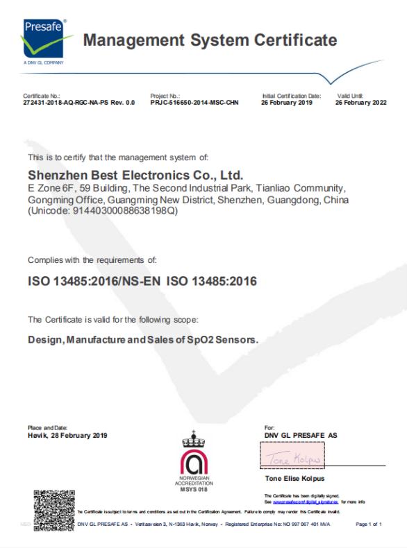 ISO13485 - Shenzhen Best Electronics Co., Ltd.