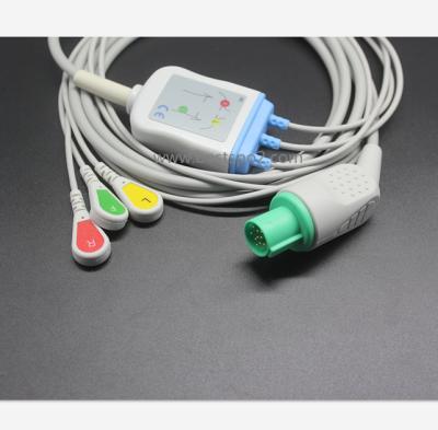 China Compatible TPU For GE Hellige ECG Cable Hellige GE 3 Lead ECG Cable IEC Snap for sale