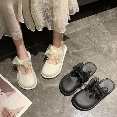 China Anti-slip Factory Price New Design Bow fairy style outdoor half-pack shoes Beach For Women for sale