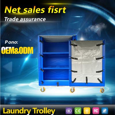 China Pono-8001 laundry center plastic laundry cage trolley with built-in panels, can be placed lots of things used by hotel&laundry center for sale