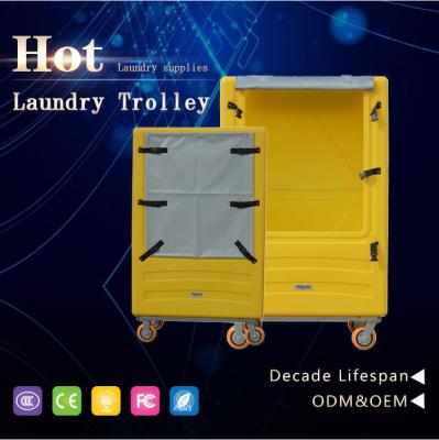 China laundry center supply cheap solid top standard mobile plastic laundry cage carts for sale with heavy capacity and large volunme for sale