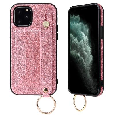 China Shockproof Luxury Brand Leather Phone Case with Wrist Strap Band for iphone 12 promax 11 X XR XS max for sale