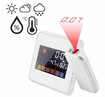 China Bestselling Modern Radio Projection LED Digital Rotating Desktop Alarm Clock with Nap Display Temperature Hygrometer for sale