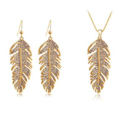 China Non-fading European and American women's jewelry, Bohemian fashion and elegance, leaf earrings and necklace set for sale