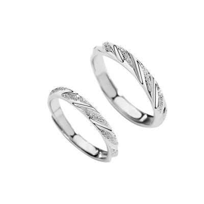 China New high quality s925 sterling silver korean couple ring fashion simple and creative frosted open ring for sale