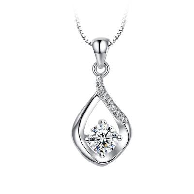 China FASHIONABLE Korean Version Of The Popular Pendant Box Chain 925 Sterling Silver Inlaid Zircon Drop Necklace for sale