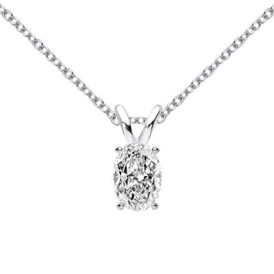 China TRENDY Ladies Fashion Simple Classic Light Sterling Silver Pendant Oval Luxury 1 Carat Moissanite Necklace for sale