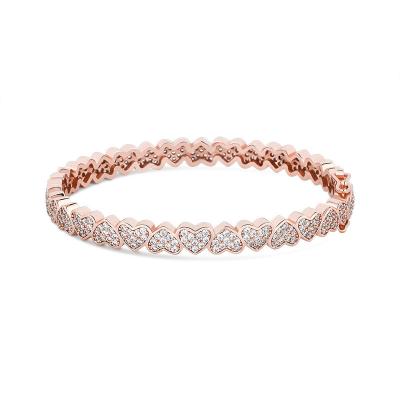 China Hiphop Fashion Jewelry 2021 Love Ladies Bracelet Gold Zircon Real Rose Gold Charms For Bracelet Heart Hip Hop Bracelet for sale