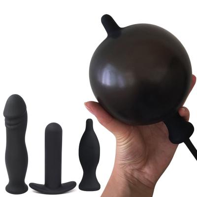 China Wholesale Multi Inflatable Huge Butt Plug Silicone Expandable Anal Heads Massager Enlarge Anal Plug Toy for sale