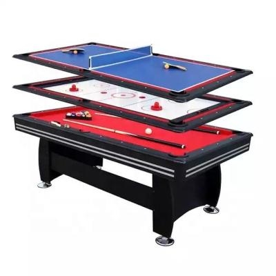 China Rubber Pocket 3 in 1 Multi Game 7ft 8ft Snooker Billiard Pool Table with Hockey Match Ping Pong Top for sale